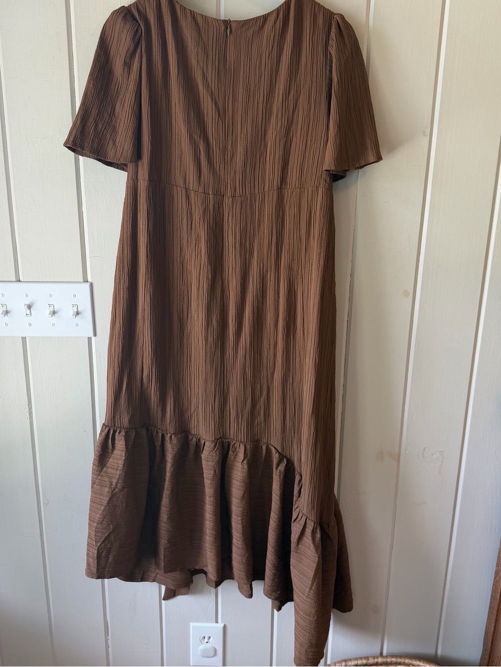 NWT Hudson Gray/Dress-Up Chocolate Brown Asymmetrical Dress, Waist Tie, Size S - Picture 6 of 8